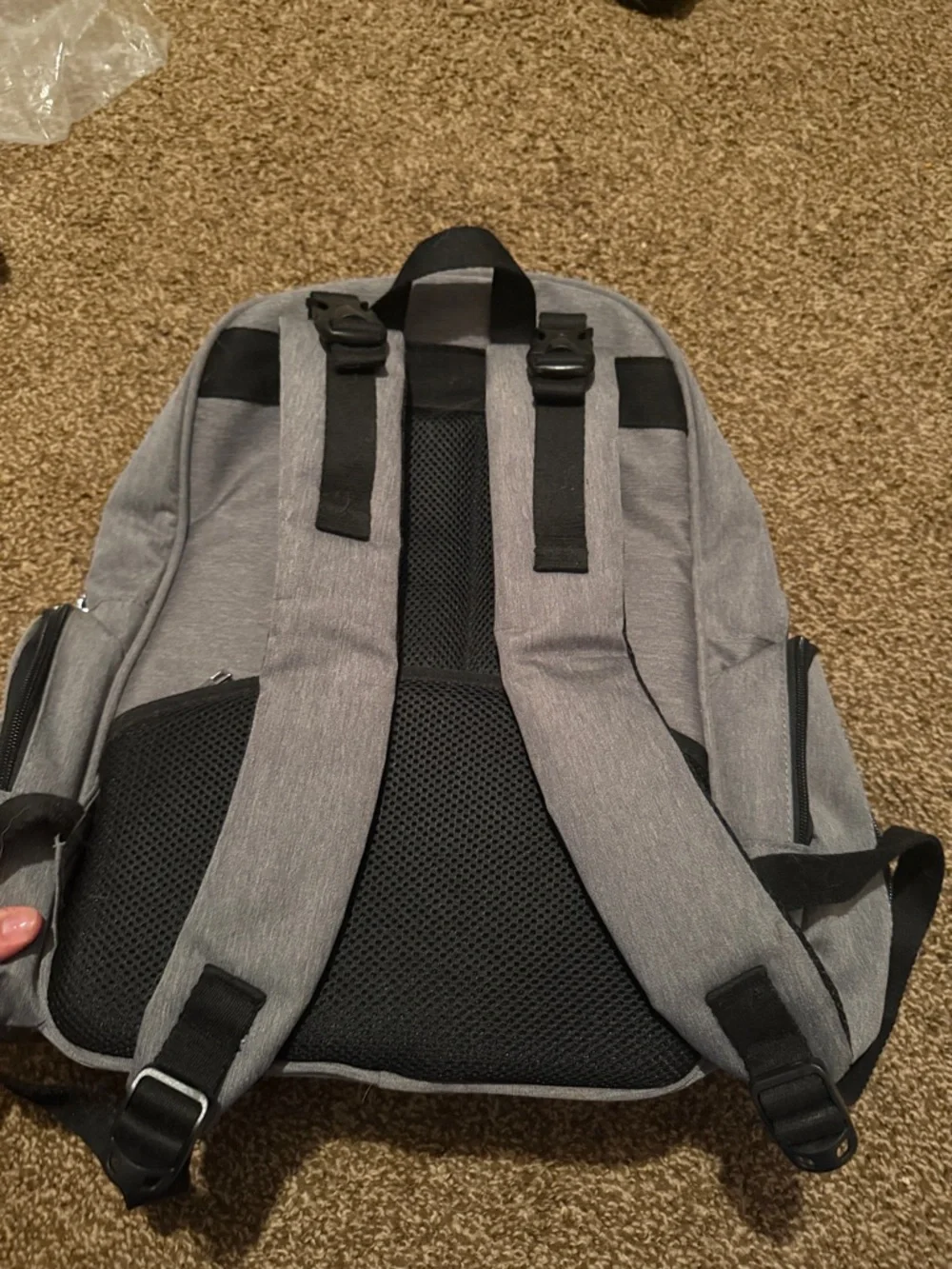 Gray Baby Bag Backpack with Orange Accent